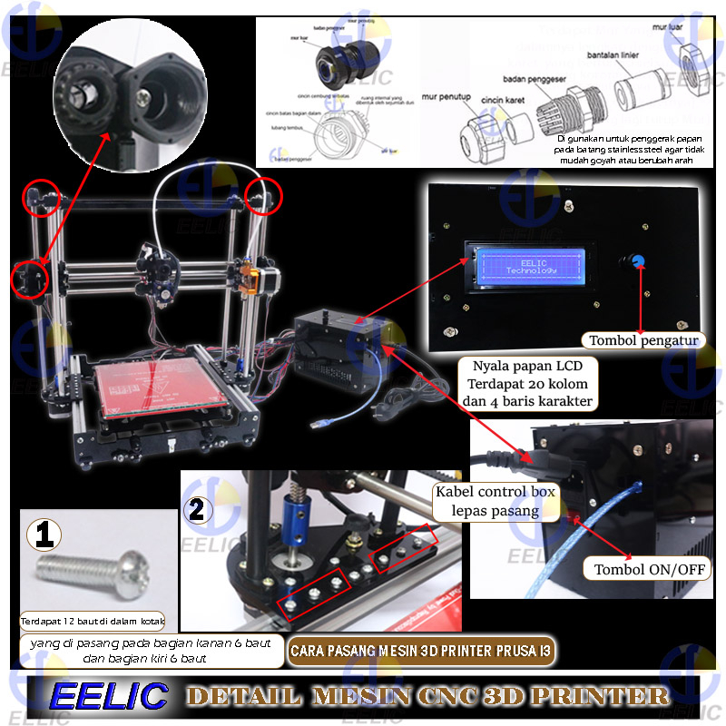 Jual EELIC TDP-FS01 Mesin cnc 3D printer prusa i3 power 240 watt 220v ...