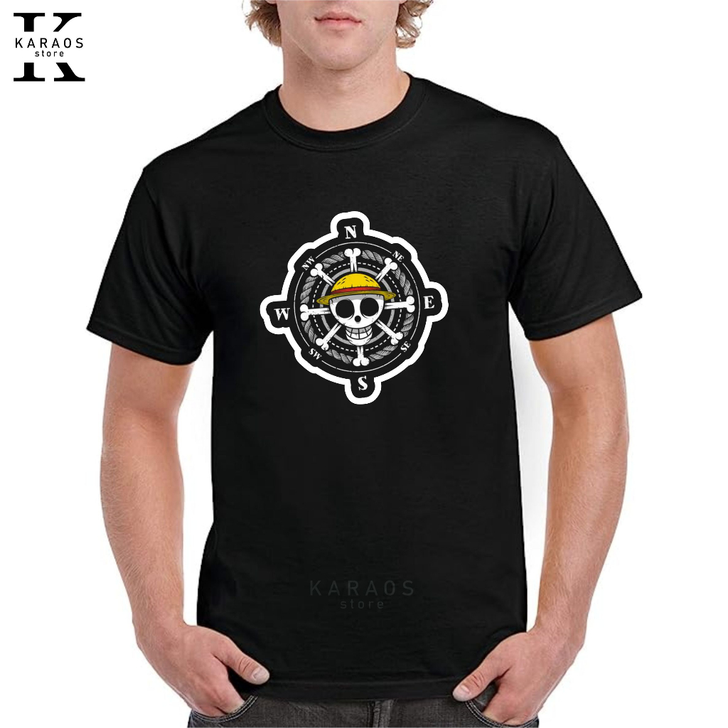 Jual Kaos One Piece Series Logo Straw Hat Pirates - Baju Kaos Hitam