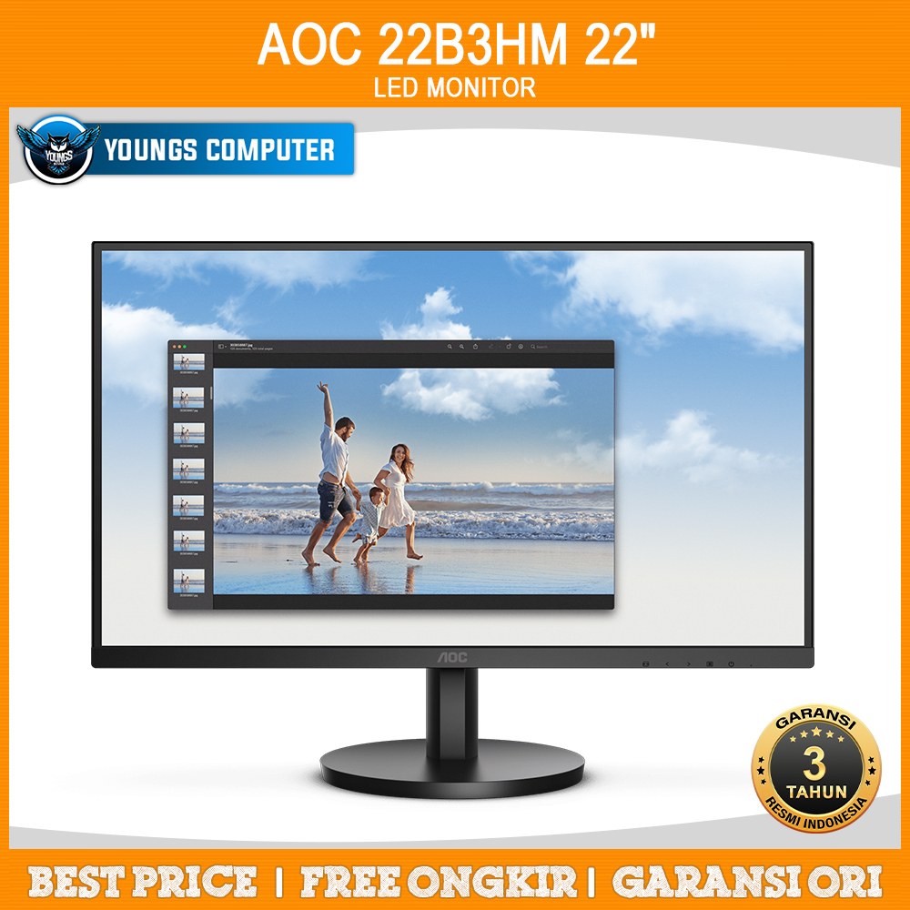 Jual Monitor LED AOC 22B3HM 22" VA 75Hz 1080p HDMI VESA Adaptive Sync Slim Shopee Indonesia