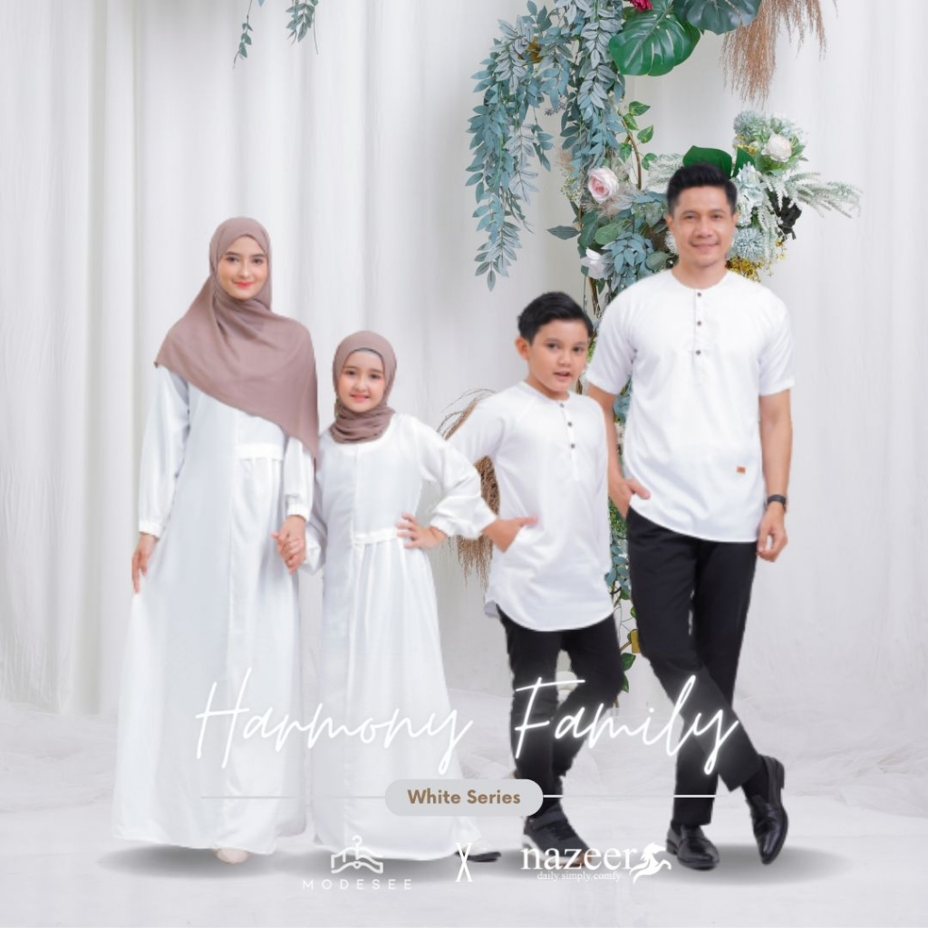 Jual Modesee X Nazeer Baju Couple Keluarga Putih Polos - Family Set ...