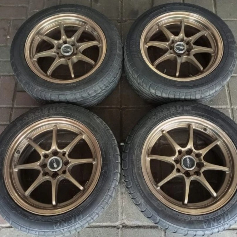 Jual VELG MOBIL VOLK RAYS R15X7 PCD 4X100, 4X114 ET38 + BAN 205 50 R15 ...