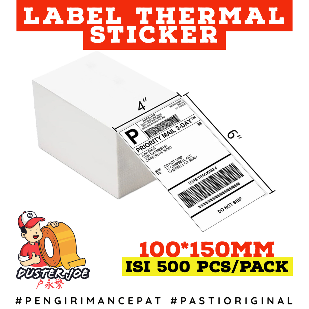 Jual Sinar Ross Label Kertas Thermal Barcode 100x150 isi 500 PER 1 PCS ...