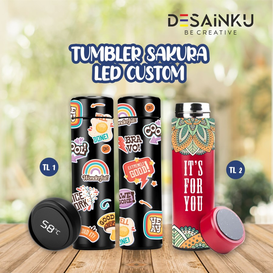 Jual TUMBLER DIGITAL !!! Tumbler SAKURA LED Bisa Custom - Print UV ...