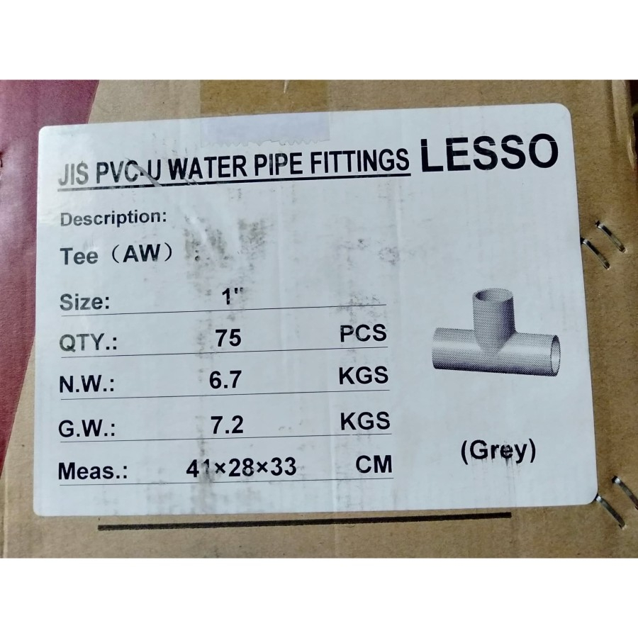 Jual Tee PVC Lesso AW 32mm 1 inch Equal Tee Fitting Sambungan Pipa Pvc ...
