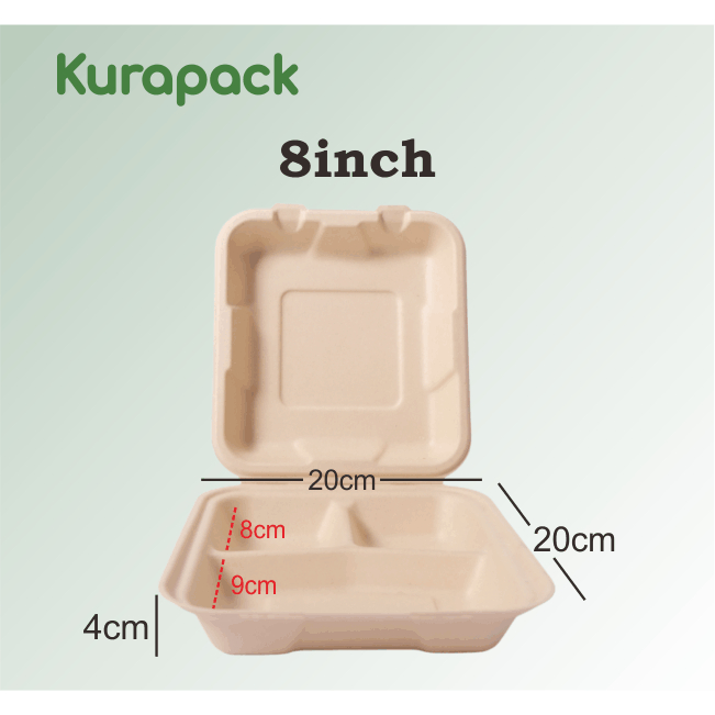 Jual Bagasse Clamshell 3 sisi Eco Friendly Serat Bambu Biodegradable ...