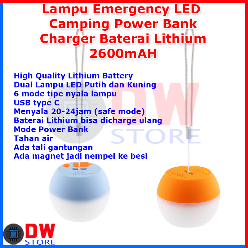Jual Lampu LED Emergency Lampu Camping Tenda Power Bank Charger HP ...