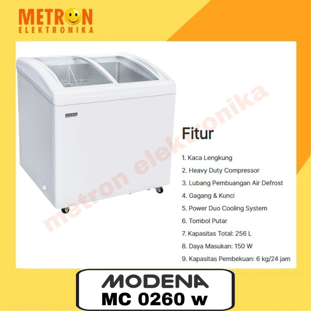 Jual MODENA MC 0260 - SLIDING GLASS FREEZER 256 LTR FREEZE N FRIDGE ...