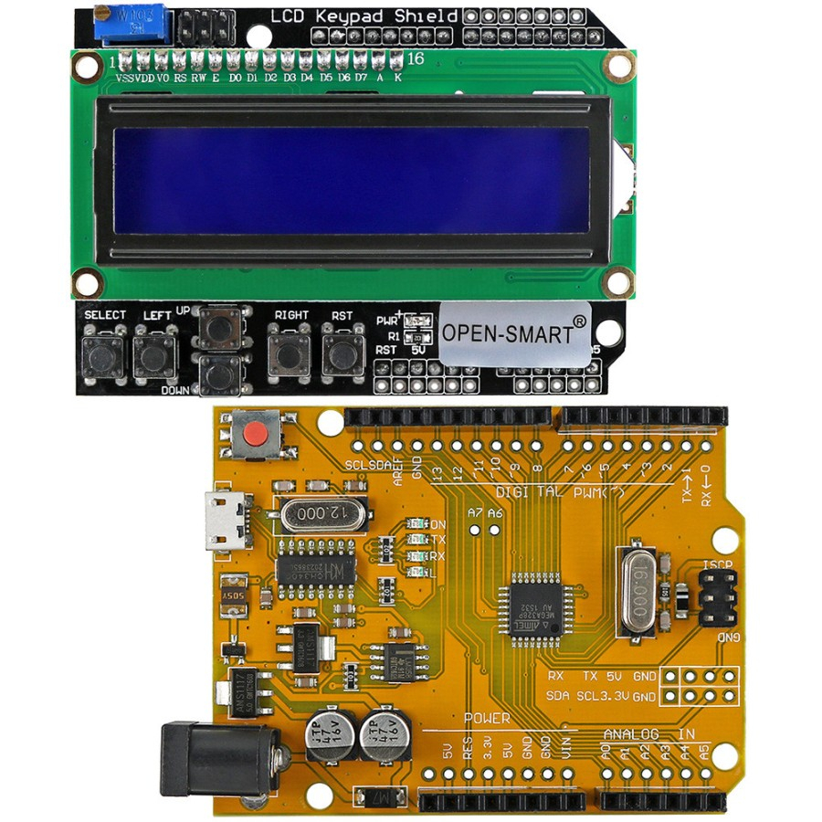 Jual OPEN SMART Micro USB ATmega328P DIY Development-Board + LCD 1602 ...