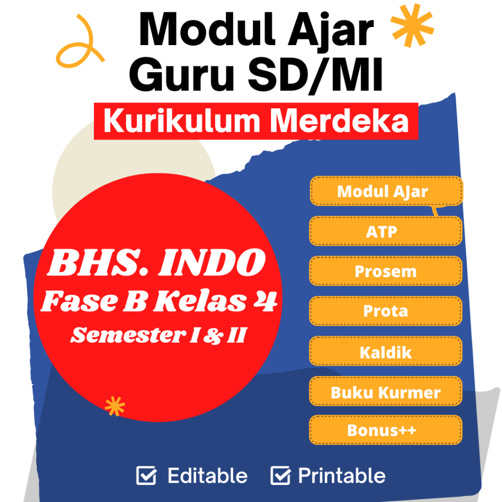 Jual Modul Ajar Bahasa Indonesia Kelas 4 SD Fase B Kurikulum Merdeka ...