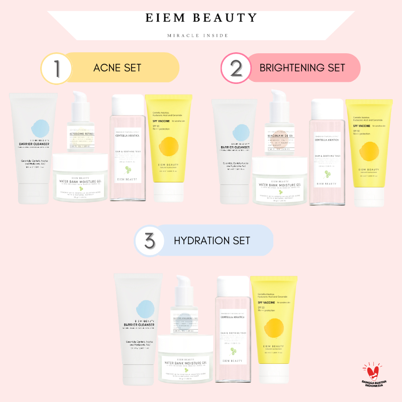 Jual Eiem Beauty 5pcs set Facial Wash, Toner, Moisturizer + Serum acne