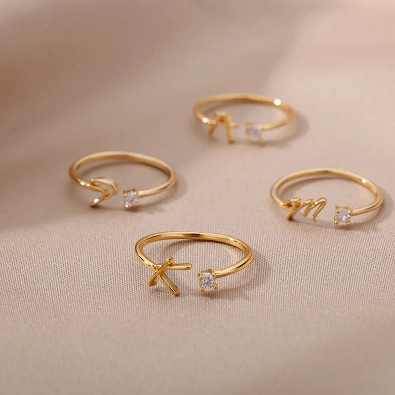 Jual ALPHABET Rings - Stainless Steel Gold Plated 18K Cincin Alfabet ...