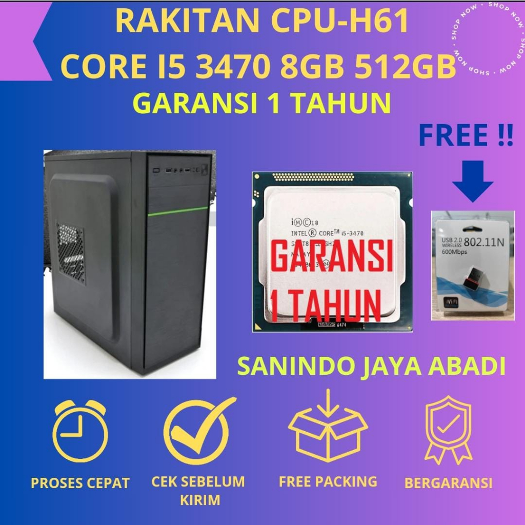 Jual RAKITAN CPU H61 - B75 Core i5 3470 8GB HDD 500GB SSD GARANSI 1 ...