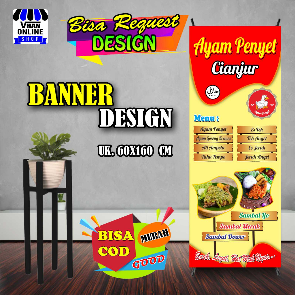 Jual Cetak Spanduk Banner Ayam Penyet, Ayam Goreng, Warung Makan, Bagus ...