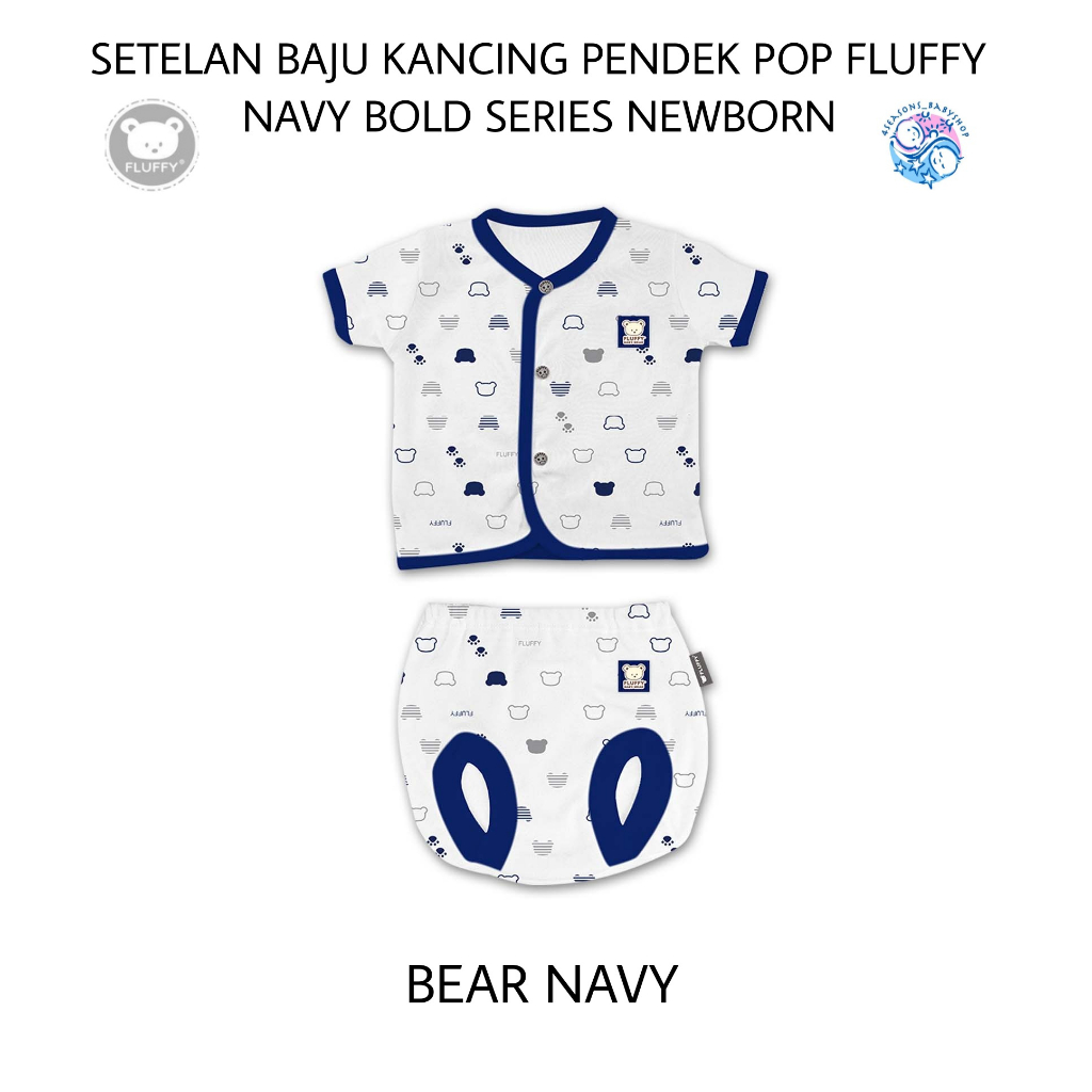 Jual SETELAN BAJU KANCING PENDEK POP FLUFFY NAVY BOLD SERIES NB ...