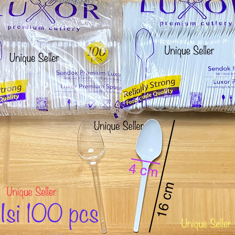 Jual [isi100] Sendok Makan Plastik Luxor Putih Bening Sendok Makan