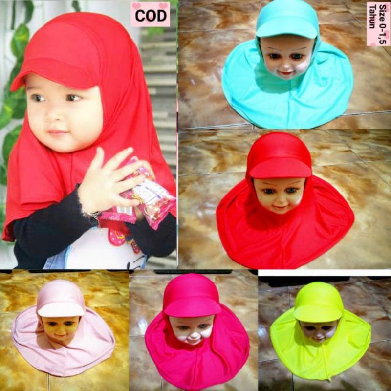 Jual Jilbab anak model topi sporty hello Kitty bunga /kerudung bayi ...