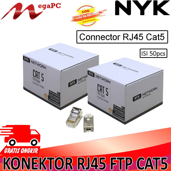 Jual Konektor RJ45 Nyk Cat 5 FTP Isi 50pcs | Shopee Indonesia