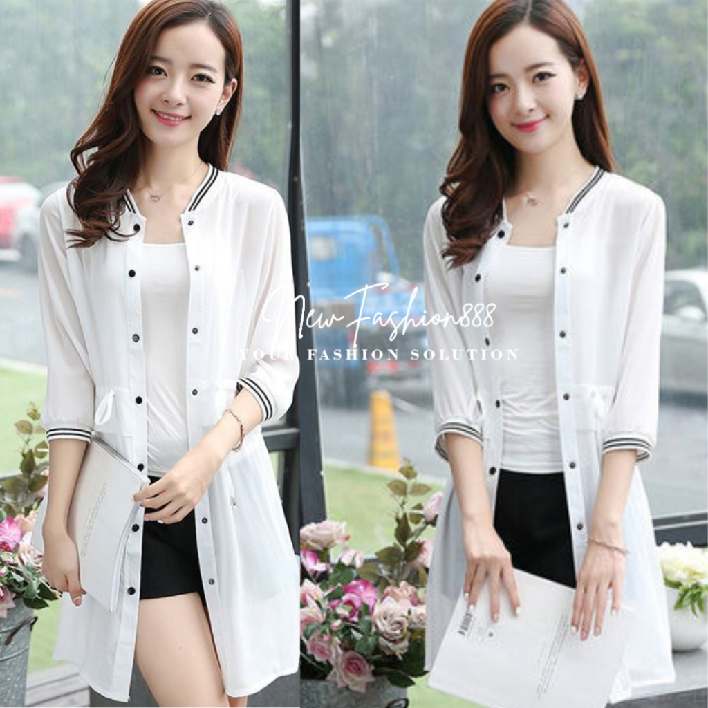 Jual IB0027 PAPADI Cardigan Wanita Korean Style Kemeja Panjang Lengan