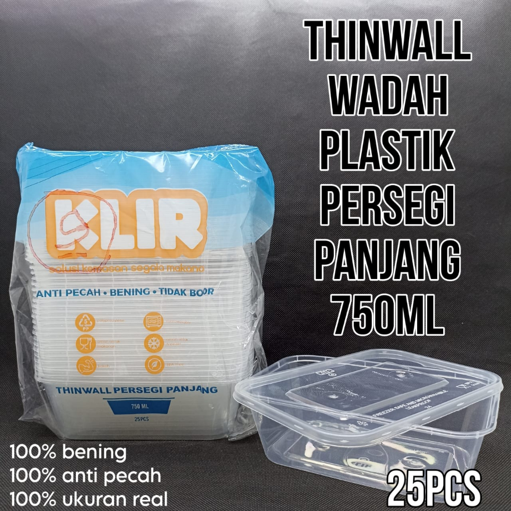 Jual Thinwall Persegi Panjang 750ml Rectangle Box Kotak Makan Nasi