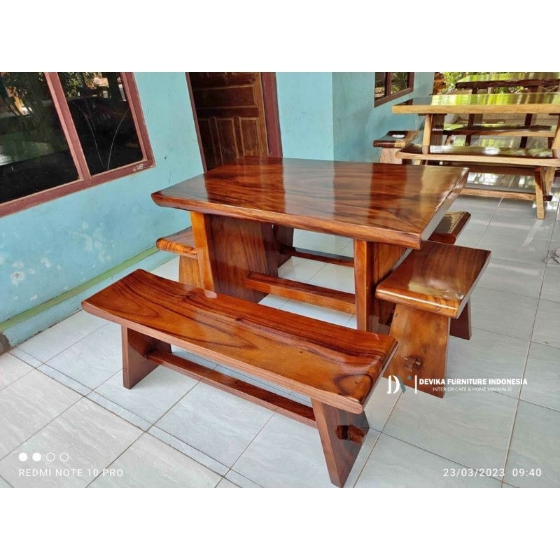 Jual Meja makan trembesi plus bench | Shopee Indonesia