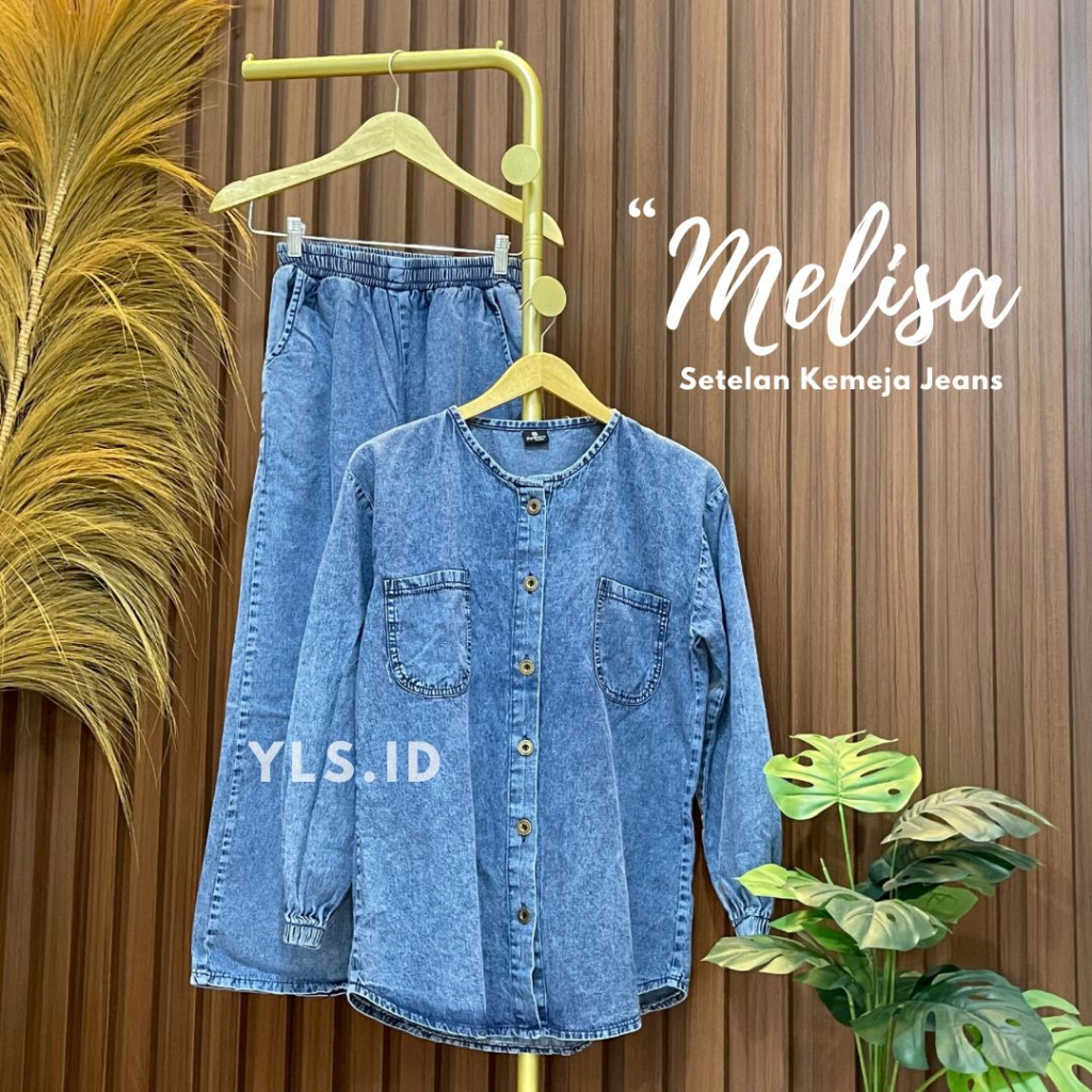 Jual YLS - SETELAN KEMEJA JEANS MELISA | Shopee Indonesia