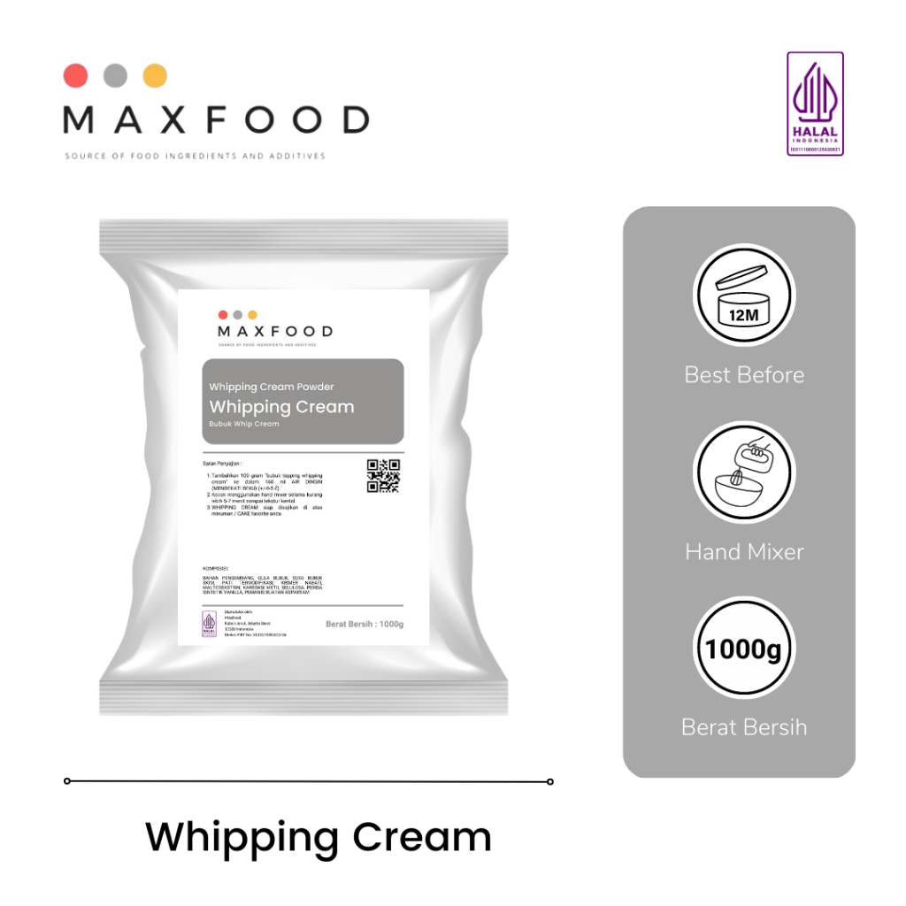Jual Whipping Cream Powder / Bubuk Krim Kocok Rasa Original Plain 1
