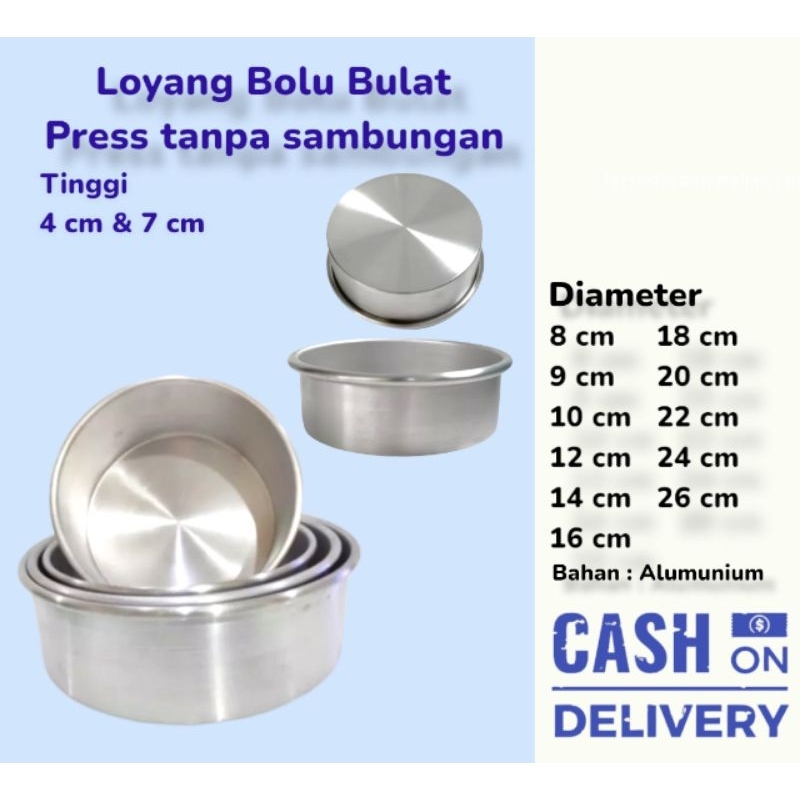 Jual Loyang Bulat Press Tanpa Sambunga Dan Sambungan Ukuran