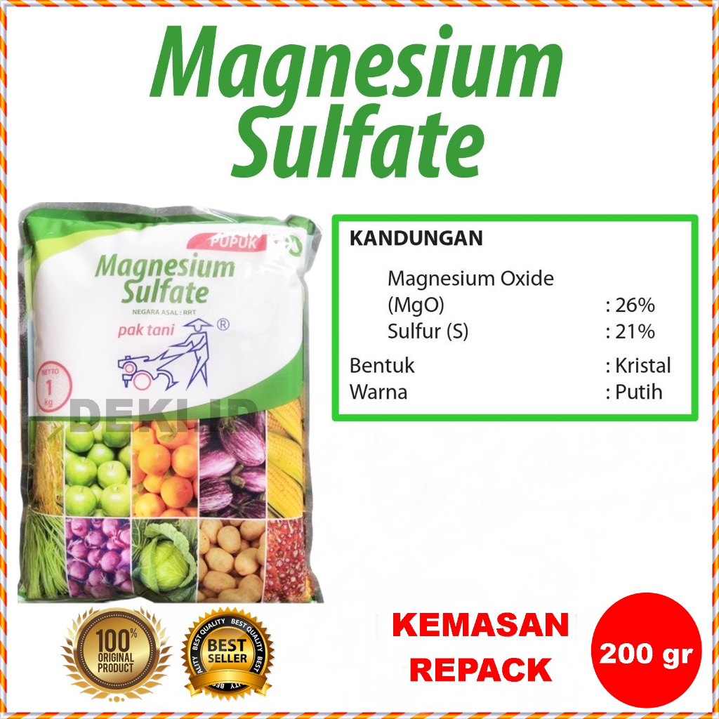 Jual Pupuk Magnesium Sulfat 200 gr Repack Pak Tani Sulfate MgSO4 Garam