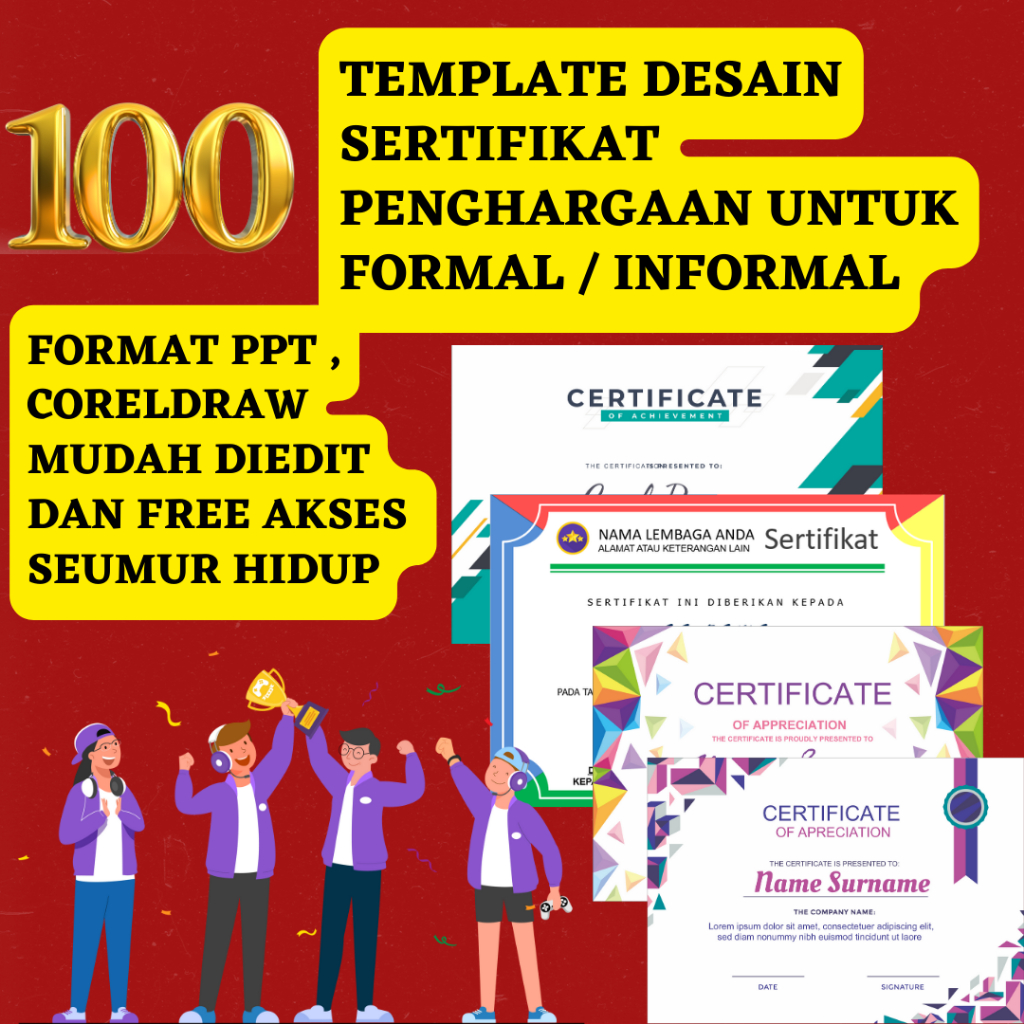 Jual Paket 100 Template Desain Sertifikat Formal Informal Shopee