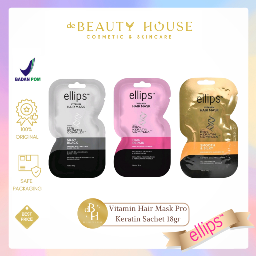 Jual ELLIPS Vitamin Hair Mask Pro Keratin Sachet 18gr | Shopee Indonesia