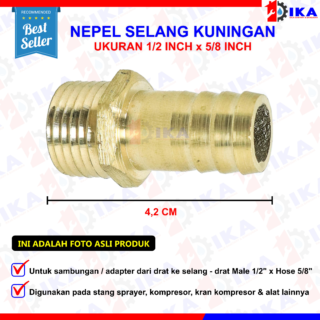 Jual Nepel Selang Full Kuningan Konektor Drat Luar Sprayer Gun X