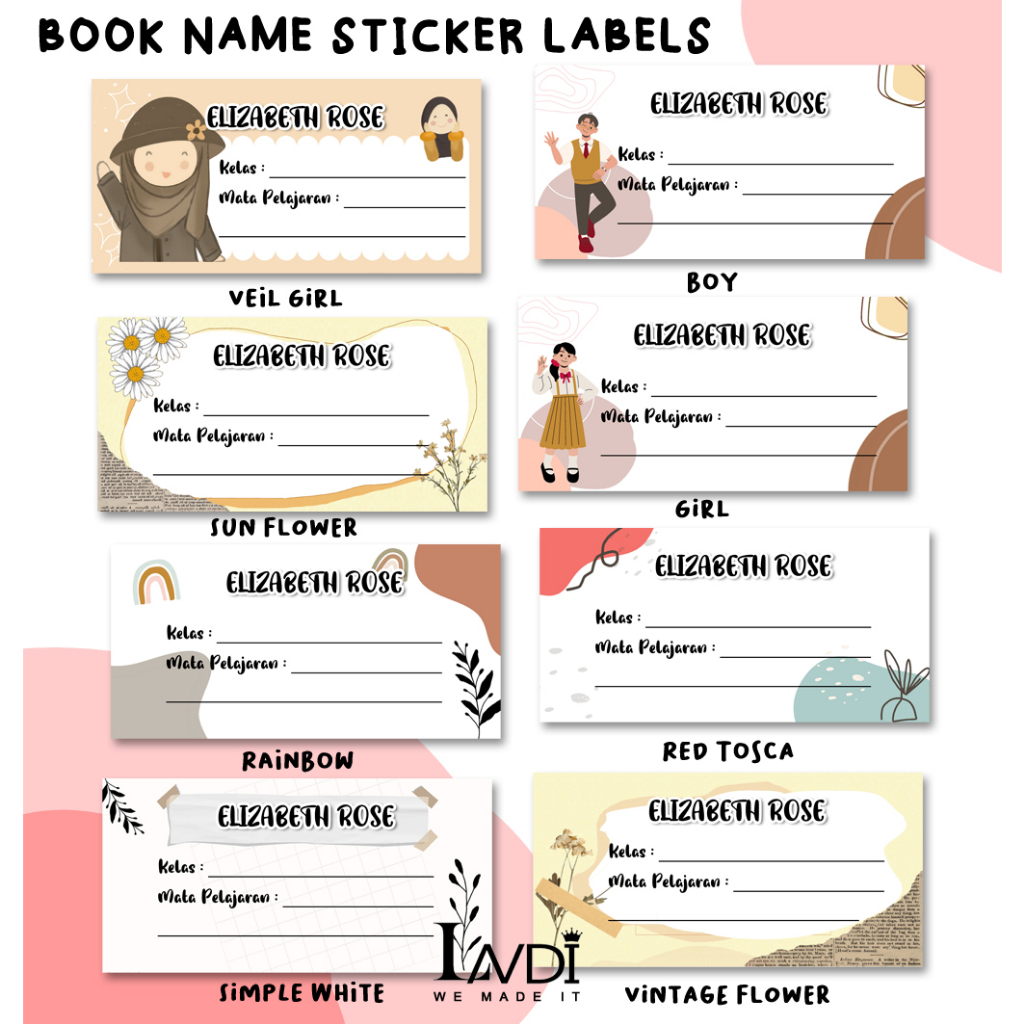 Jual Sticker Buku Pelajaran Custom Pakai Nama Aesthetic Custom Book ...
