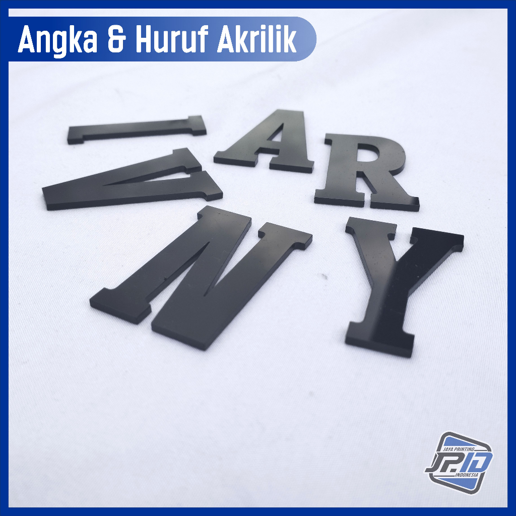 Jual Angka Huruf Akrilik - Nomor Rumah - Angka Huruf Hitam Putih Gold