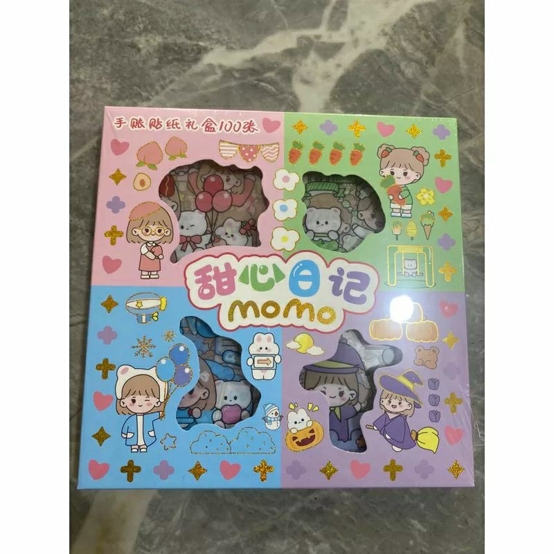 Jual Sticker Waterproof Sticker Momo 1 box Isi 100 Lembar Aesthetic ...