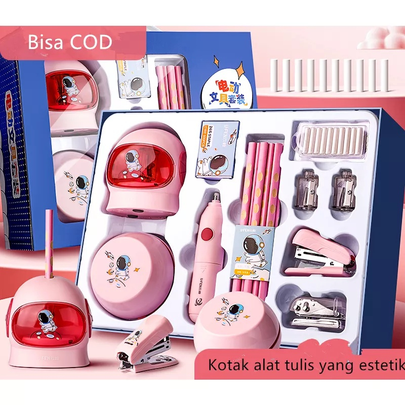 Jual Electric Stationery Set / Set Alat Tulis Elektrik Rautan Penghapus