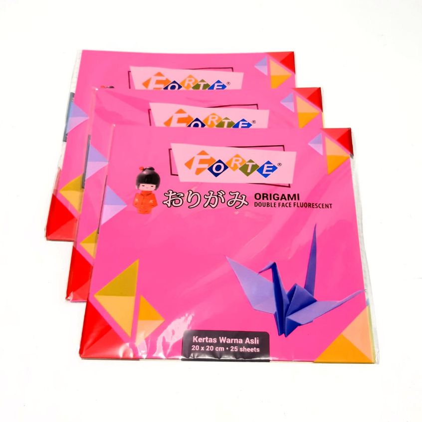 Jual Harga (1Packs/25 Sheets ) Kertas ORIGAMI Paper Double Fluorescent