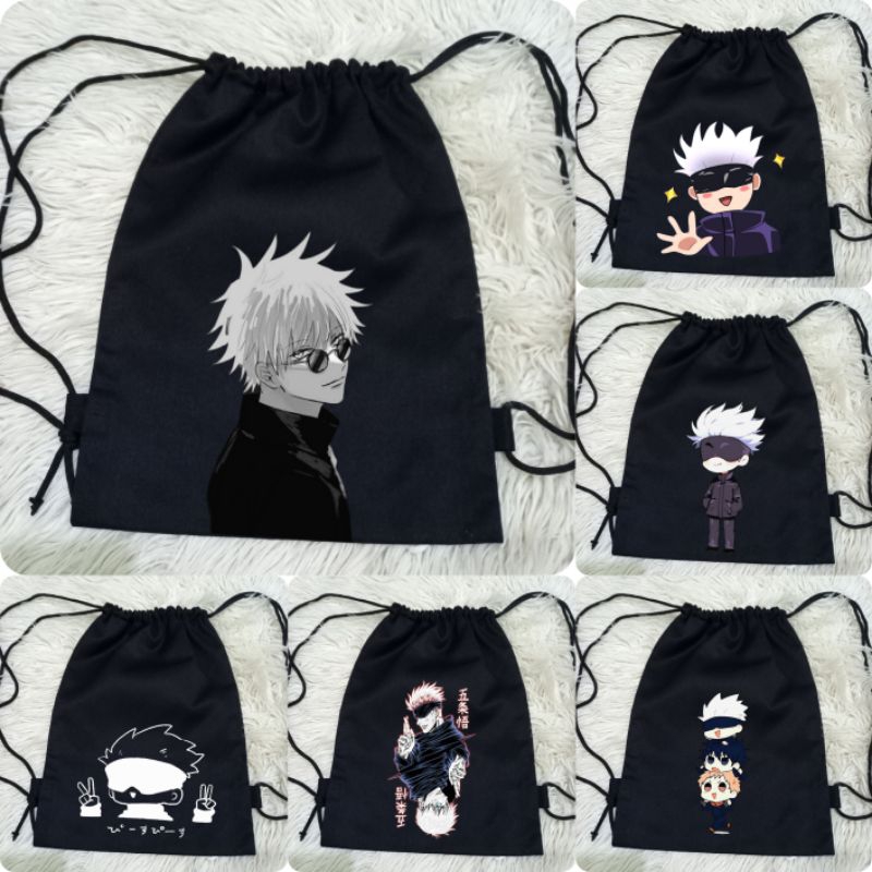 Jual Tas Serut Hitam Gojo Satoru Series Jujutsu Kaisen Stringbag