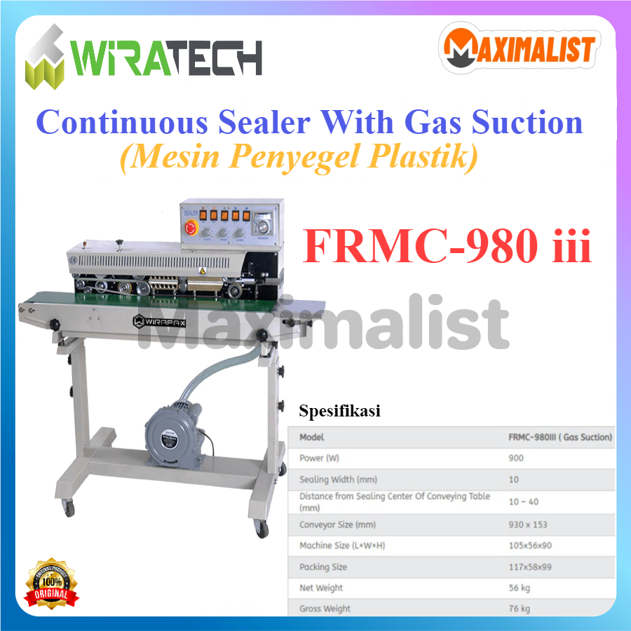 Jual Wiratech FRMC980iii Continuous Sealer with Gas Suction / Wiratech ...