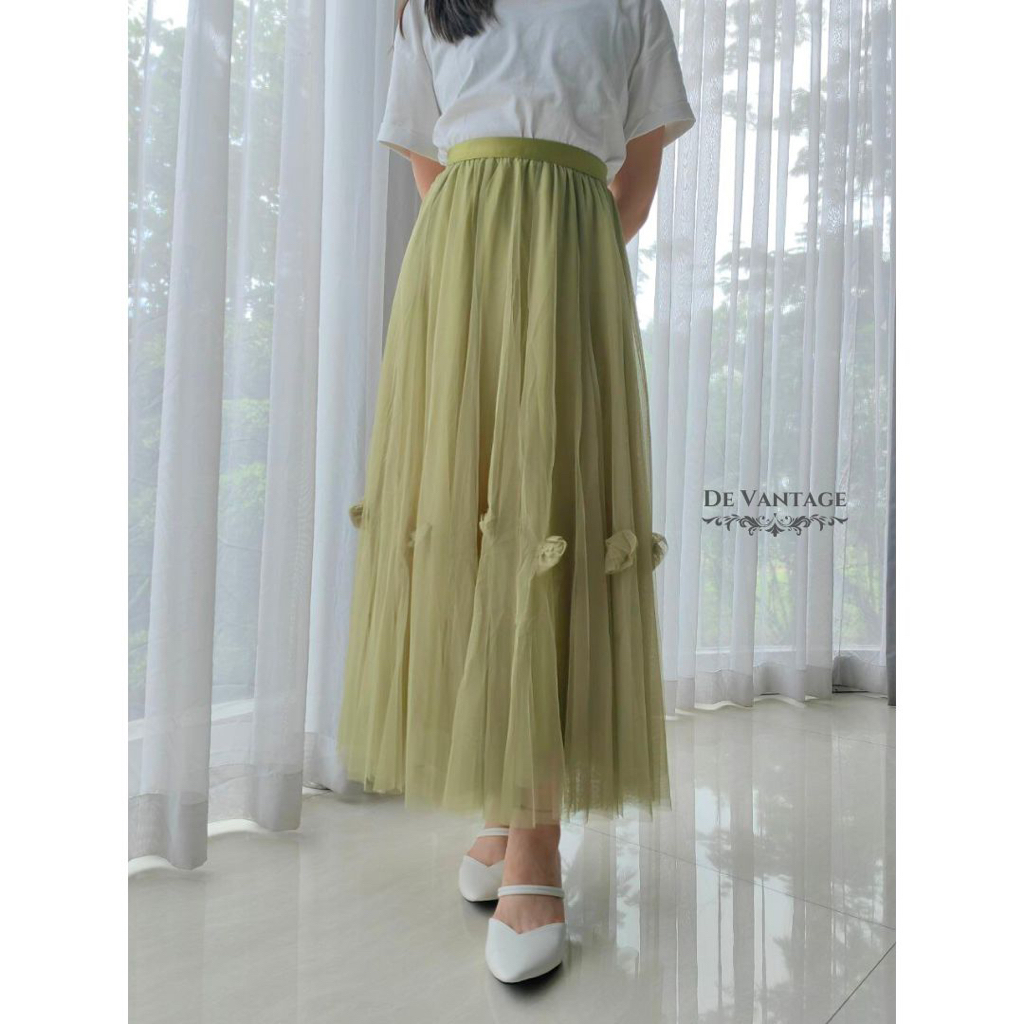 Jual Rok Tutu Panjang dengan Bunga / Rok Tile Maxi Polos / Plain Tulle ...
