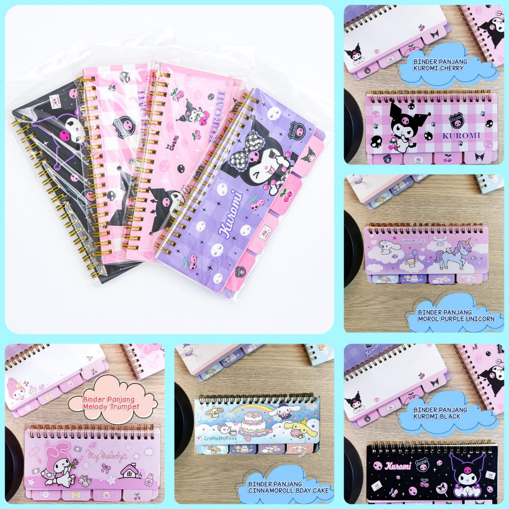 Jual Hs Buku Binder Memo Notebook Ring Pembatas Motif Sanrio Kuromi My