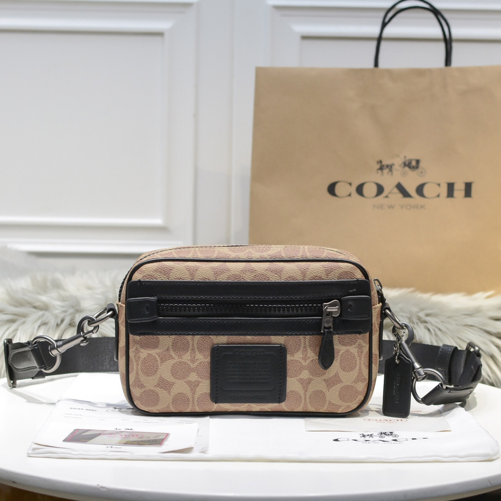 Jual coach tas bag men's small square bag camouflage shoulder messenger