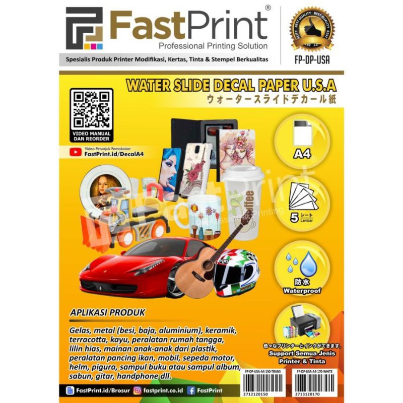 Jual KERTAS WATER SLIDE DECAL UNTUK SEMUA JENIS PRINTER | Shopee Indonesia