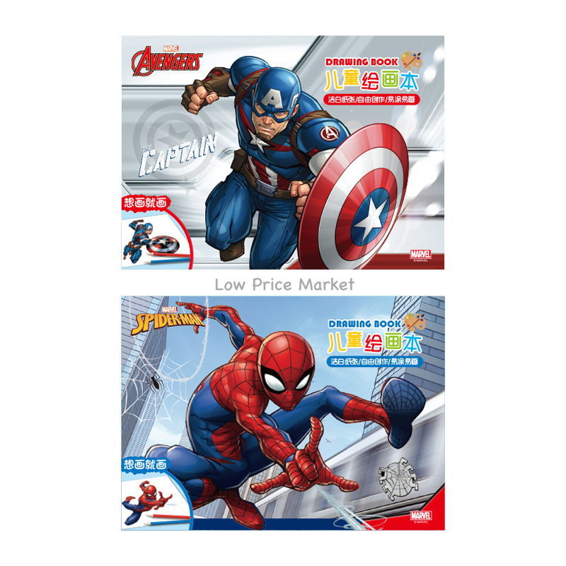 Jual Buku Gambar Drawing Book Karakter Captain America & Spiderman ...