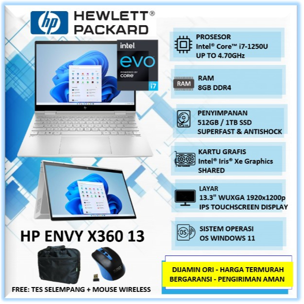 Jual Laptop Touchscreen 2in1 Flip HP Envy X360 Intel Core i7 Gen 12 Ram
