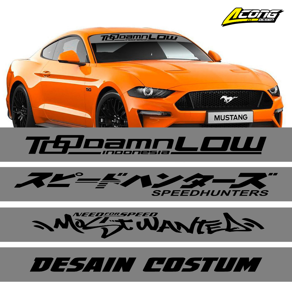 Jual Sticker Kaca depan Speedhunter Kanji blok kaca mobil Jdm style all mobil Toodamnlow