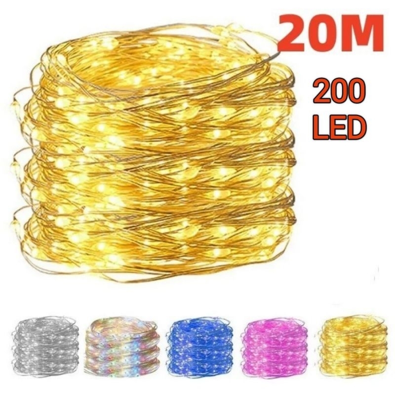 Jual Lampu 200 LED USB Merah Biru Hijau Pink Putih Ungu 20 meter warna ...