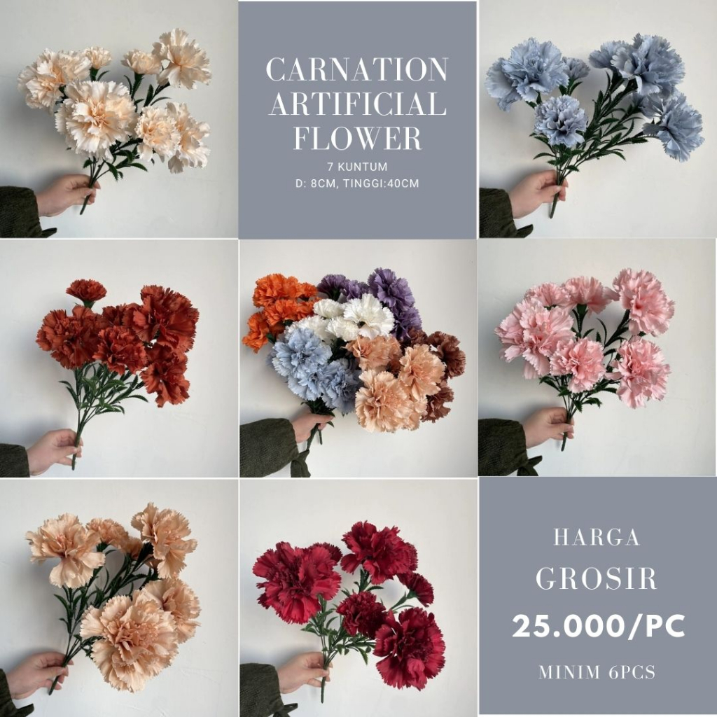 Jual Bunga Carnation Anyelir Artificial Dekorasi 7 Stems | Shopee Indonesia
