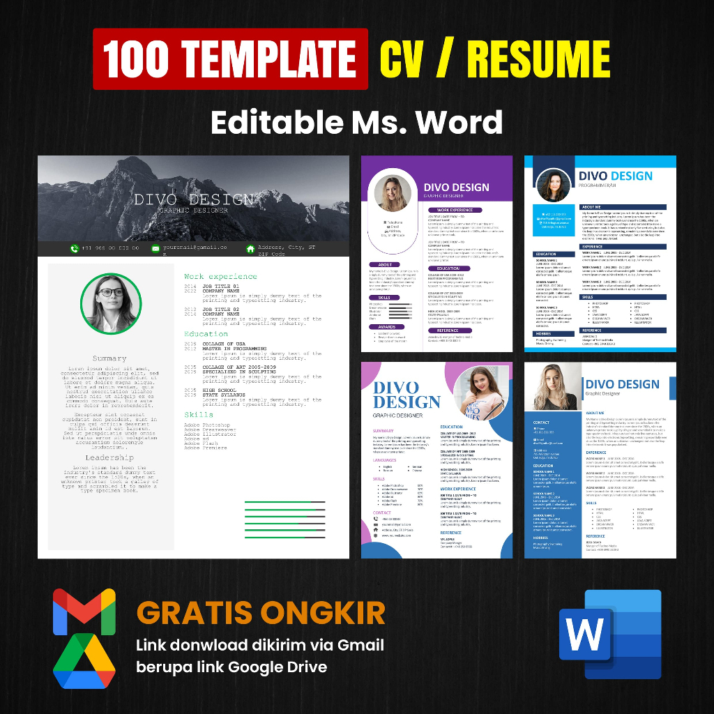 Jual 100 Premium Template CV / Lamaran Kerja / Resume Word | Shopee
