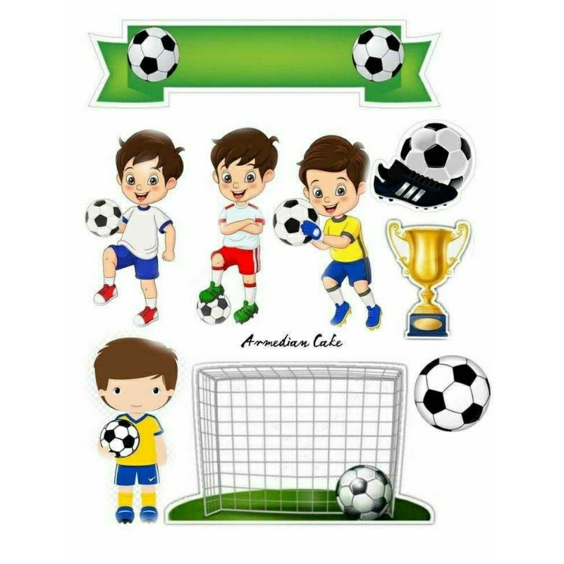 Jual Topper cake kue khitan ulang tahun sepak bola anak free custom