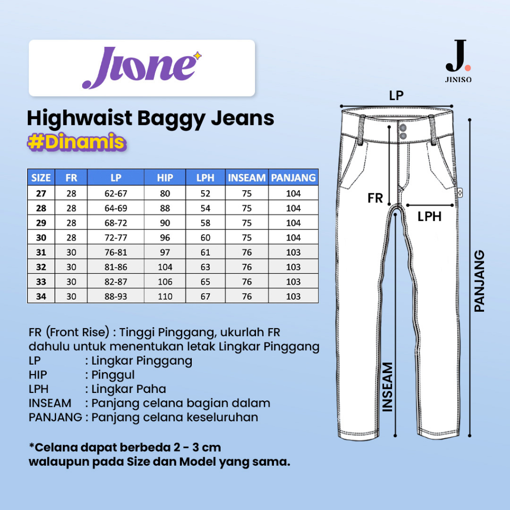Product image JINISO Jione Celana Baggy High Waist 2 Buttons Jeans 111 3